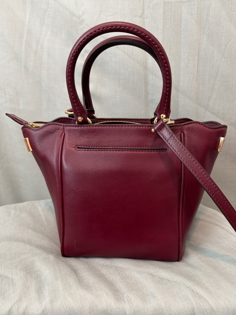 Michael Kors Wine Leather Satchel with Gold Hardware - Picture 2 of 4